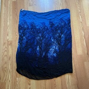 Calvin Klein Blue and Black Tree Silhouette infinity scarf